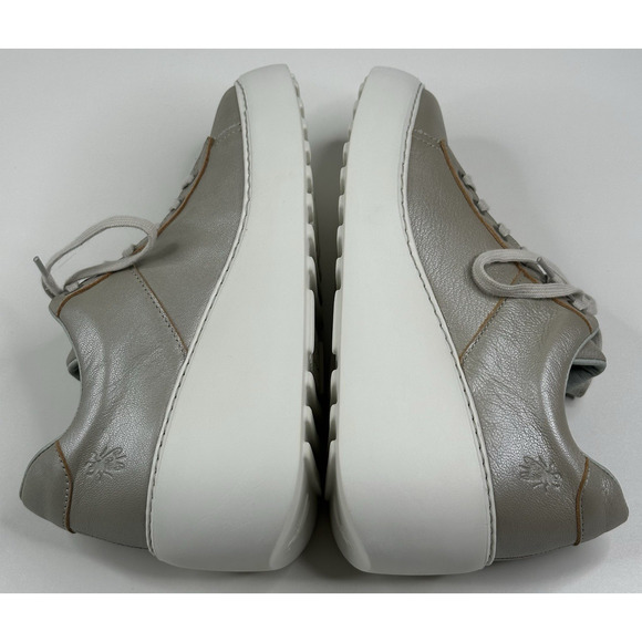 Fly London Delf Silver Gray Leather Platform Wedge Sneakers Womens US 7-7.5 EU38 - Picture 5 of 10